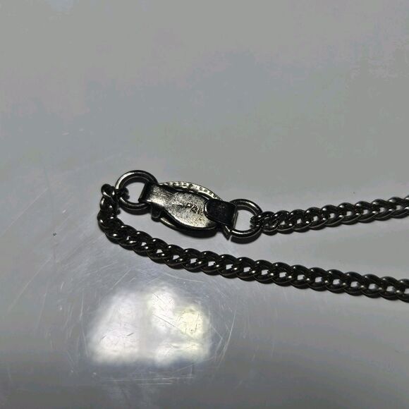 Vintage Red Aurora Borealis Crystal Floral Pendant Necklace Silver Tone 16" - Picture 10 of 15